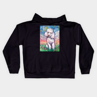 White Toy Poodle Night Kids Hoodie